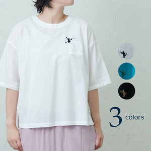 emago Button Shirt/Blouse Casual Cat Embroidery [S/S NEW]