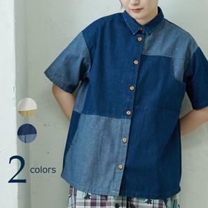 emago Button Shirt/Blouse Switching Shirt Casual [S/S NEW]