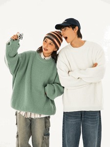 ☆新作☆　【2025春】ユニセックス　無地ニットセーター ペアルック