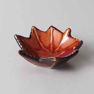 [美濃焼 食器] アメ釉楓型珍味 [minoware TOKI 陶器]