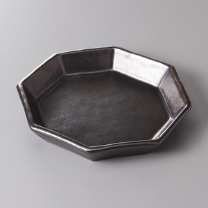 [美濃焼 食器] いぶし黒八角5．0皿 [minoware TOKI 陶器]
