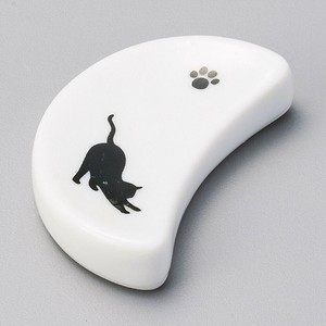 [美濃焼 食器] シルエット猫（のび）半月箸置 [minoware TOKI 陶器]