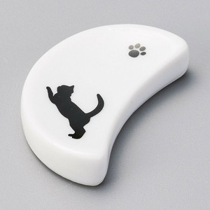 [美濃焼 食器] シルエット猫（とび）半月箸置 [minoware TOKI 陶器]