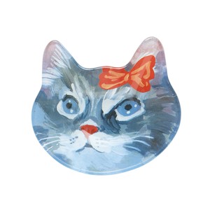 Small Plate Gray Nathalie Lete face Cat
