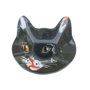 Small Plate Nathalie Lete face Cat black