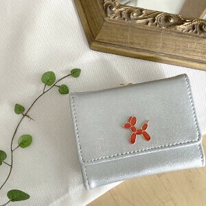 【コンパクト・がま口財布・3色展開・プードル】バルーンドッグがま口折財布　即納