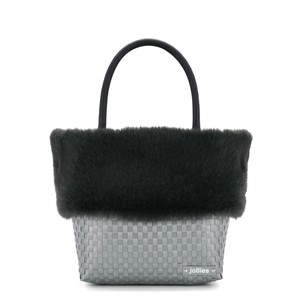 【jollies】プラかごバッグ かごバッグ ハンドバッグ ファー フェザー 秋冬 HARPER M SILVER