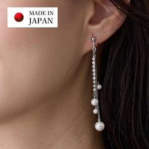 Clip-On Earrings Gold Post Pearl Earrings Ladies fashion Jewelry Made in Japan