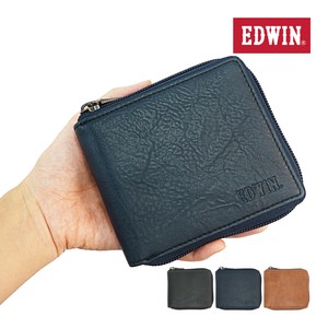 エドウイン EDWIN 財布 サイフ ラウンドジップ 二つ折財布 メンズ レディース レトロ合皮 エンボスロゴ