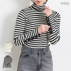 Sweater/Knitwear Bicolor Color Line Turtle Neck