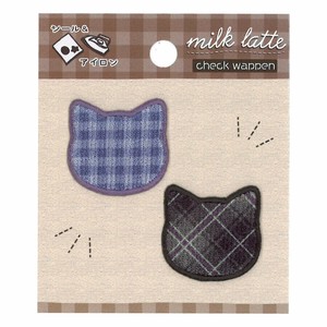 Patch/Applique Check Pattern Cat Patch Milk