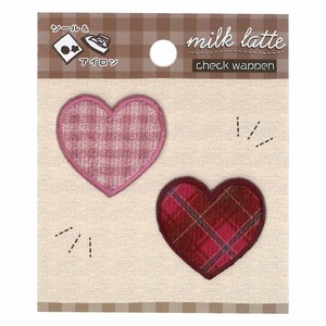 Patch/Applique Check Pattern Heart Patch Milk