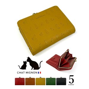 Bifold Wallet Gamaguchi Genuine leather Coin Purse Cat 5-colors