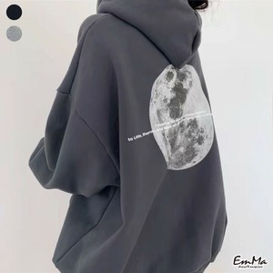 バックプリントパーカー ムーンモチーフ カジュアル ビッグシルエット 春 秋 【2025SS】 EH1590