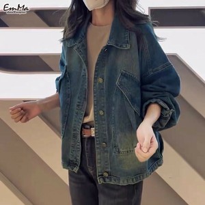 デニムジャケット 色落ち加工 オーバーサイズ カジュアル 春 秋 【2025SS】 EH3356