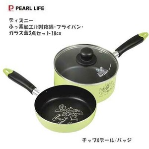 鍋 フライパン ガラス蓋 3点セット チップ&デール バッジ ディズニー パール金属 WD-9068