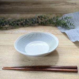 【粉引紺十草】　ボウルM（50浅丼）　（美濃焼・日本製・陶磁器）