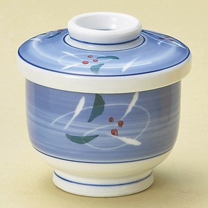 彫唐草むし碗　日本製 美濃焼 陶器　茶碗蒸し