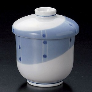 ブルー水玉むし碗(小)　日本製 美濃焼 陶器　茶碗蒸し