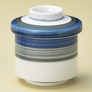 二色ラインむし碗　日本製 美濃焼 陶器　茶碗蒸し
