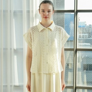 Button Shirt/Blouse Antique Short Sleeve Shirt