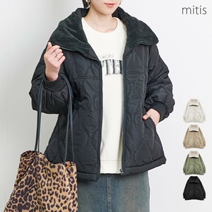 ボア衿 ウェーブキルトジップブルゾン AW ZIP 波 ビックカラー ハイネック