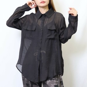 シアー素材シンプル長袖シャツブラウスchouchou(シュシュ）2025新作