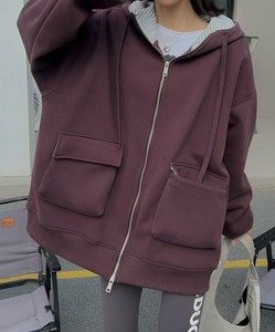《 aimoha 》オーバーサイズ裏起毛フルジップポケットパーカー レディース ジップ パーカー
