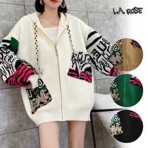 Sweater/Knitwear Patchwork Animal Print Color Combination Knit Switching