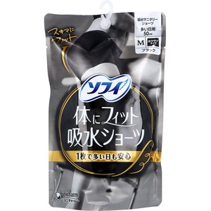 ソフィ 体にフィット吸水ショーツ ボクサータイプ 多い日用 ブラック Mサイズ 1枚入