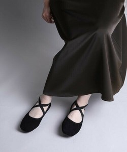 《 shoes365 》スエード素材のクロスストラップバレエシューズ レディース フラット ストラップ