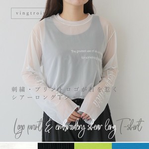 刺繍・プリントロゴが目を惹く♪シアートップス ロンT/2025春夏新作 vingtrois