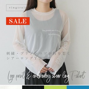 【SALE】刺繍・プリントロゴが目を惹く♪シアートップス ロンT/2025春夏新作 vingtrois