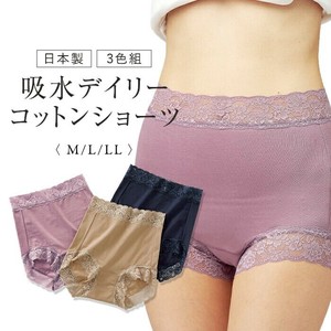 日本製吸水デイリーコットンショーツ3色組