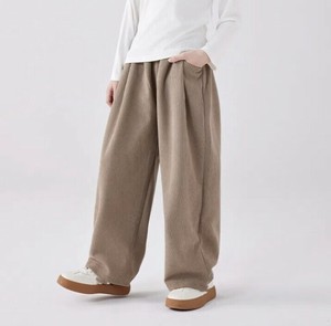 ワイドパンツ 加絨 秋冬 保温  無地 ゆったり 快適 ファッション  女の子用 BQ6539