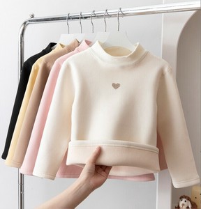 Tシャツ 長袖   加絨 厚手 無地 ゆったり 快適 ファッション  女の子用  BQ6544