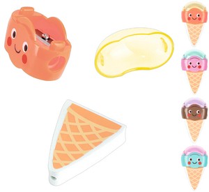 【特価品】モーゼス ビーハッピー鉛筆削り＆消しゴム【アソート/台湾製】