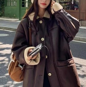 コート 毛皮一体 冬 厚手 ゆったり   長袖   無地  快適 レディース ファッション 251195363#BQ725