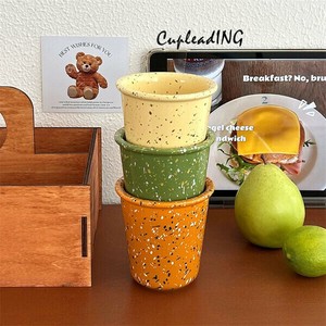 人気上昇 INSスタイル レトロ 牛乳カップ 家庭用 マグカップ インクかけ セラミックハンドグリップ