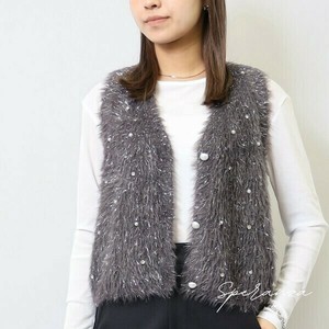 【WEB特別価格】ニット ラメビジュー付き　パールボタン　ベスト　スペランザ