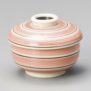 太駒筋ミニ蒸碗(赤) 美濃焼 日本製 陶器　茶碗蒸し