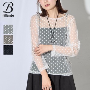 ドットメッシュ　クルーネックシアーブラウス　インナートップス2025ss 通年定番　BRILLANTE東京（190306）