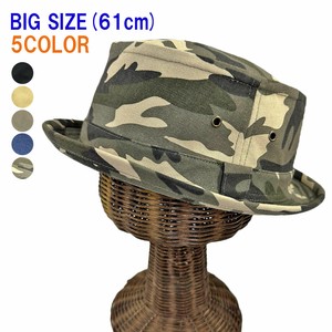 【大きいサイズ】61cm ポークパイハット コットン キャンバス 迷彩柄 無地 帽子 メンズ レディース