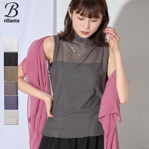 バスト切替メッシュインナーボトルネック・ノースリーブトップス2025ss通年定番　BRILLANTE東京（117975）