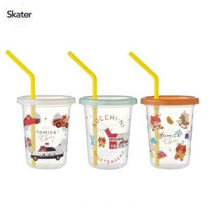 ストロー付きタンブラー230ml 3個セット つむぱぱ トミカとトム スケーター SIH2ST