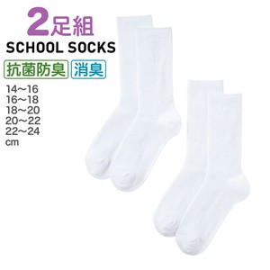 グンゼ スクールソックス 2足組 抗菌防臭加工 消臭 綿混 靴下 子供 子ども用 定番 キッズ ジュニア 白リブ