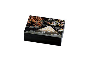 37-2604　アクセサリーBOX　黒　富士に鶴