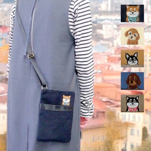 NEW 犬刺繍 人気 コットン ショルダーバッグ 犬モチーフ お散歩 動物 アニマル