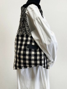 メキシコ製・ウール素材のハンモックバッグ・BLK CHECK（S）手織り