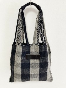 メキシコ製・手織りのハンモックバッグ(S)CHECK / GRY BLK
